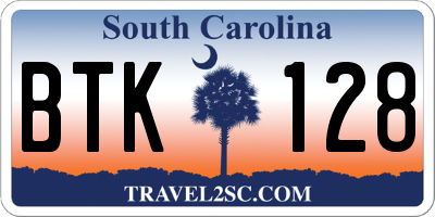 SC license plate BTK128