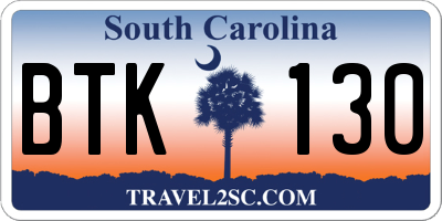 SC license plate BTK130