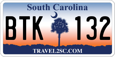 SC license plate BTK132