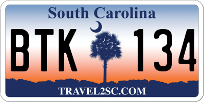 SC license plate BTK134