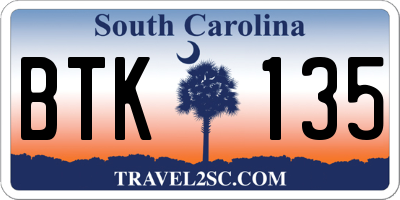 SC license plate BTK135