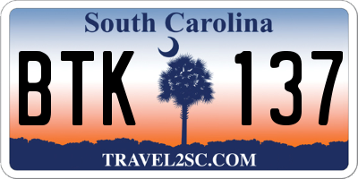 SC license plate BTK137