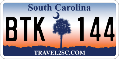 SC license plate BTK144