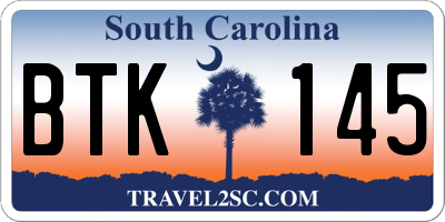 SC license plate BTK145