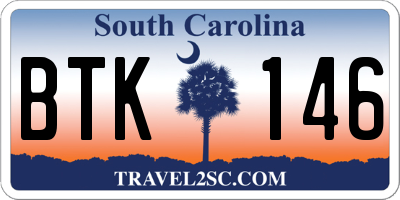 SC license plate BTK146