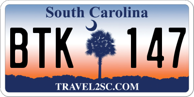 SC license plate BTK147