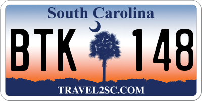 SC license plate BTK148