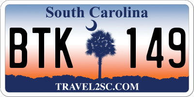 SC license plate BTK149