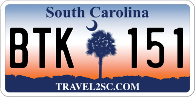 SC license plate BTK151