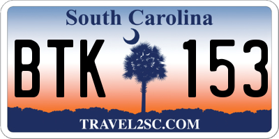 SC license plate BTK153