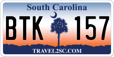 SC license plate BTK157