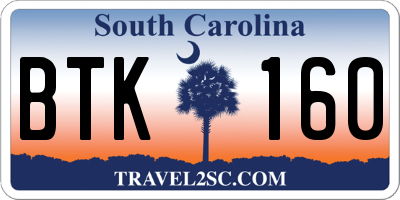 SC license plate BTK160
