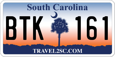 SC license plate BTK161