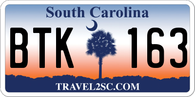 SC license plate BTK163