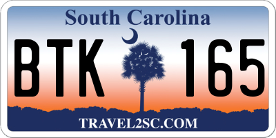 SC license plate BTK165