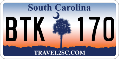 SC license plate BTK170