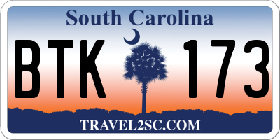 SC license plate BTK173