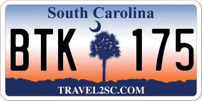SC license plate BTK175