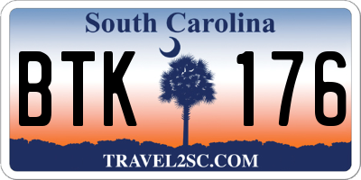 SC license plate BTK176