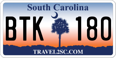 SC license plate BTK180