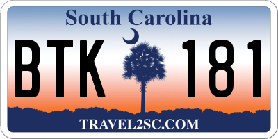 SC license plate BTK181