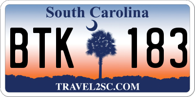 SC license plate BTK183