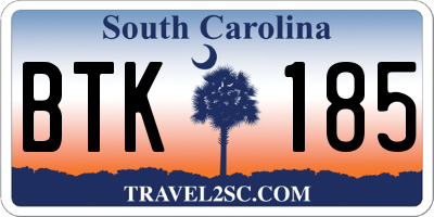 SC license plate BTK185
