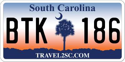 SC license plate BTK186