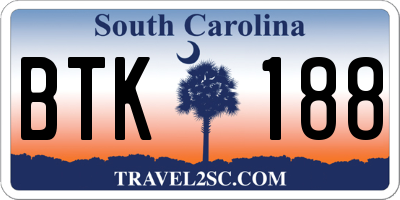 SC license plate BTK188