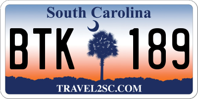 SC license plate BTK189