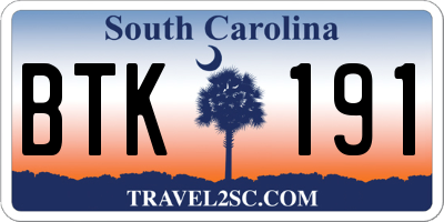 SC license plate BTK191