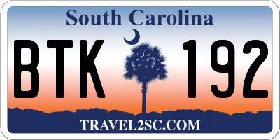 SC license plate BTK192