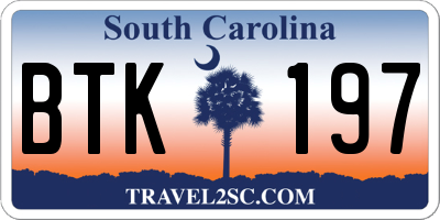 SC license plate BTK197