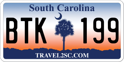 SC license plate BTK199