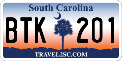 SC license plate BTK201