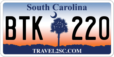 SC license plate BTK220