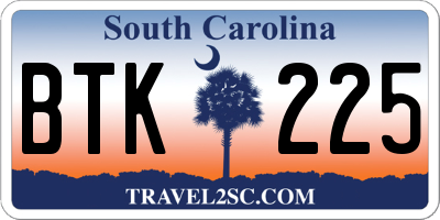 SC license plate BTK225