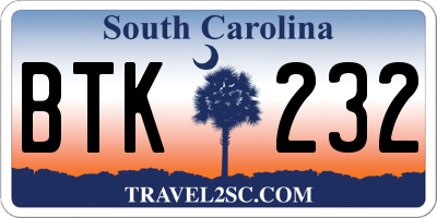 SC license plate BTK232