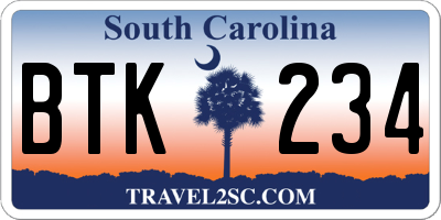 SC license plate BTK234