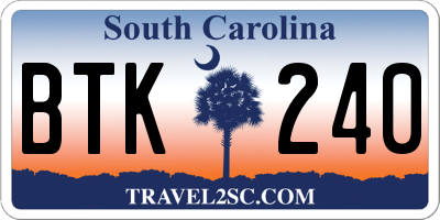 SC license plate BTK240