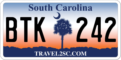 SC license plate BTK242