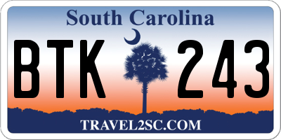 SC license plate BTK243