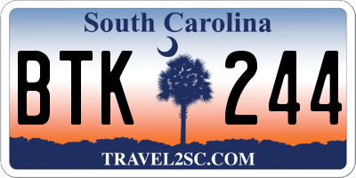 SC license plate BTK244