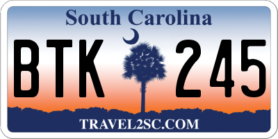 SC license plate BTK245