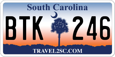 SC license plate BTK246