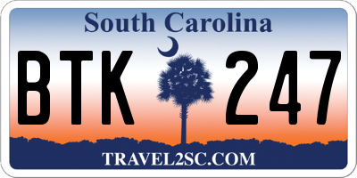 SC license plate BTK247