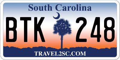 SC license plate BTK248