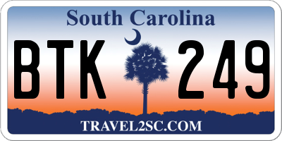 SC license plate BTK249
