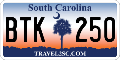 SC license plate BTK250