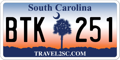 SC license plate BTK251